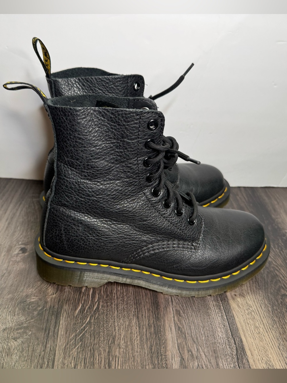 Dr Martens 1460 Pascal Virginia Boots Womens 6 Black Leather 8 Eye Combat - Picture 5 of 15